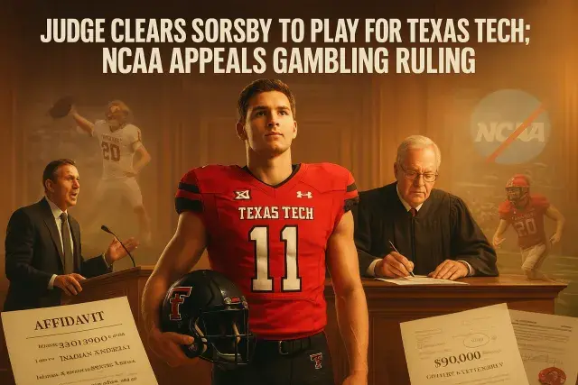 Judge clears Sorsby to play for Texas Tech; NCAA appeals gambling ruling